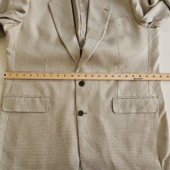 Holt Renfrew Blazer Men US 48 Cream Beige Silk Lined Union Made 2B Ventless FLAW - Picture 6 of 16